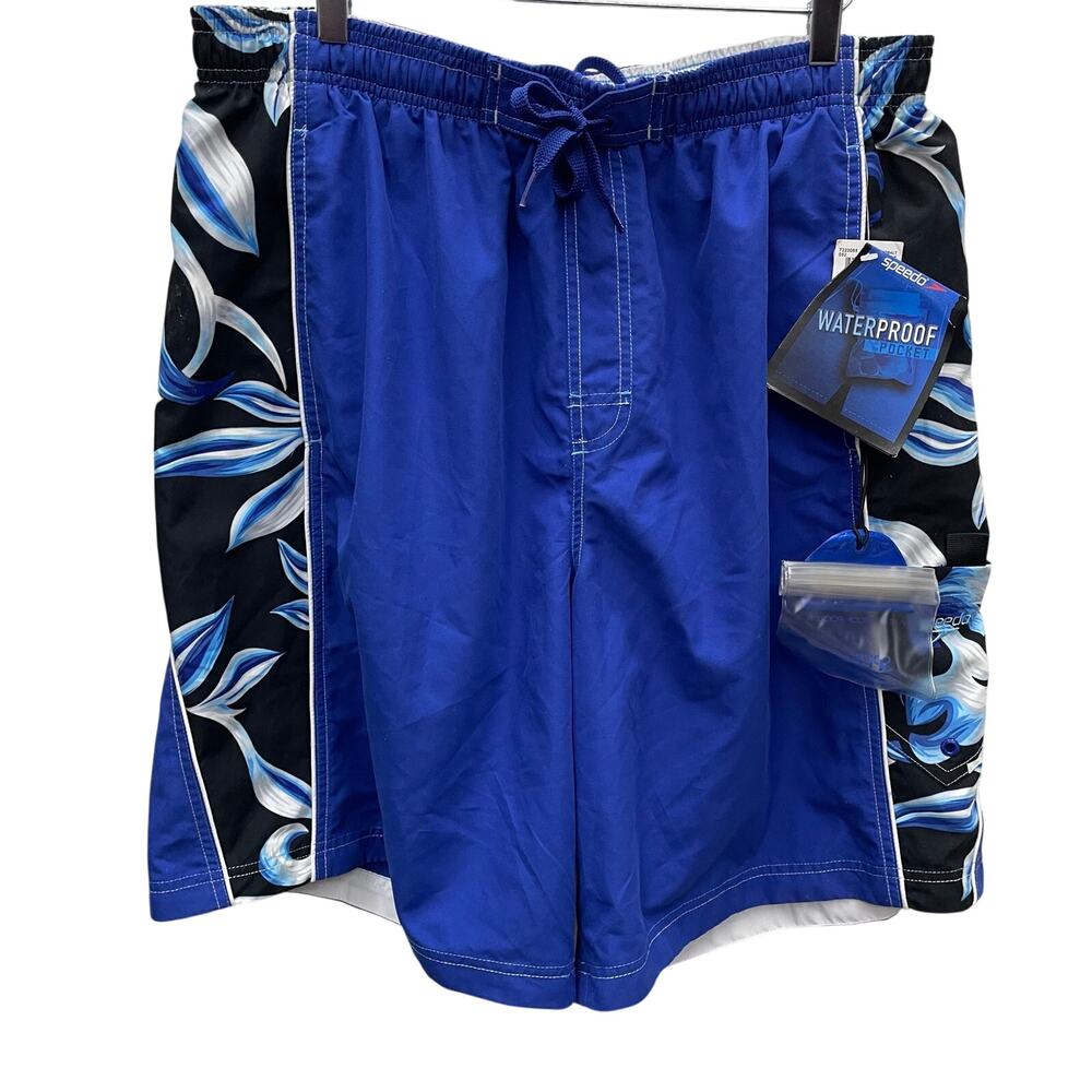 Speedo Cobalt Blue Swim Trunks Waterproof Pocket Size XL NWT